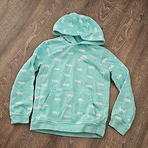 Girls Youth Nike Hoodie Logo Blue Medium Turquoise Hooded Sweatshirt M